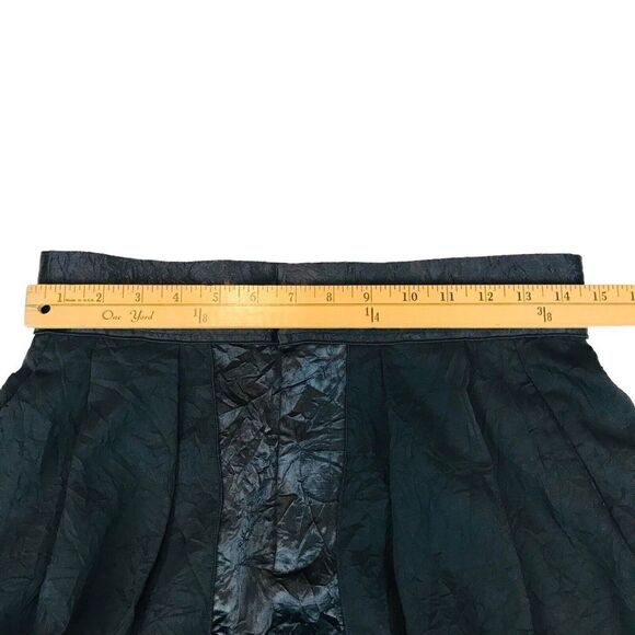 Ms MIN Pleated Palazzo Pants Size 4 Black Crinkled Cropped Wide Contrasting - Picture 9 of 15